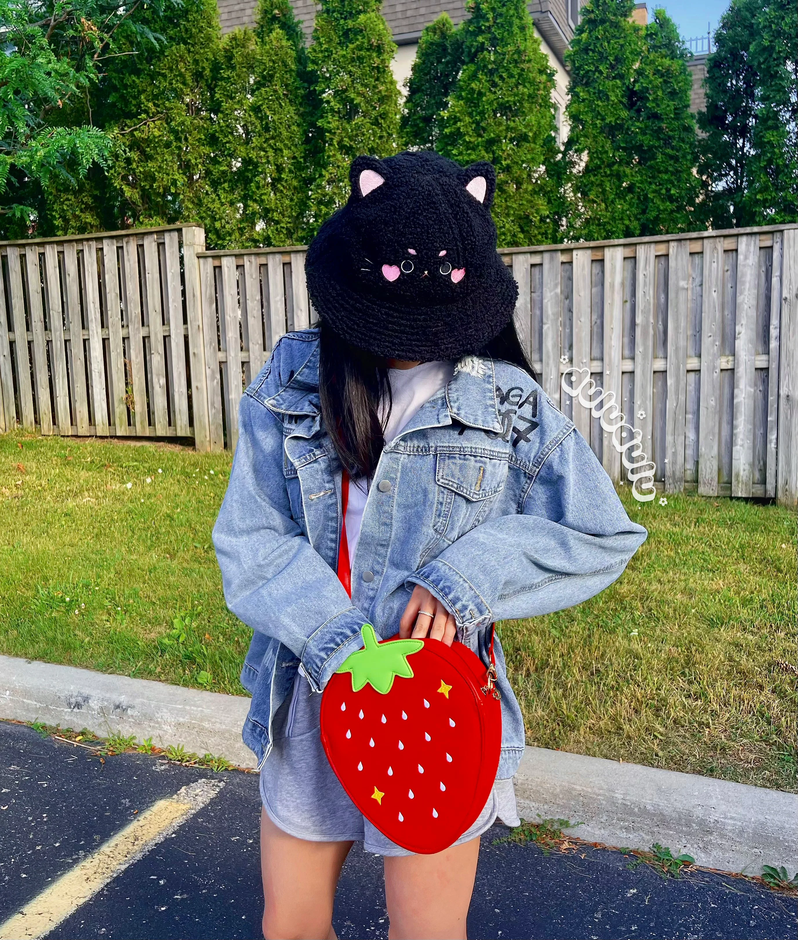 Fluffy Black Cat bucket hat - Image 3