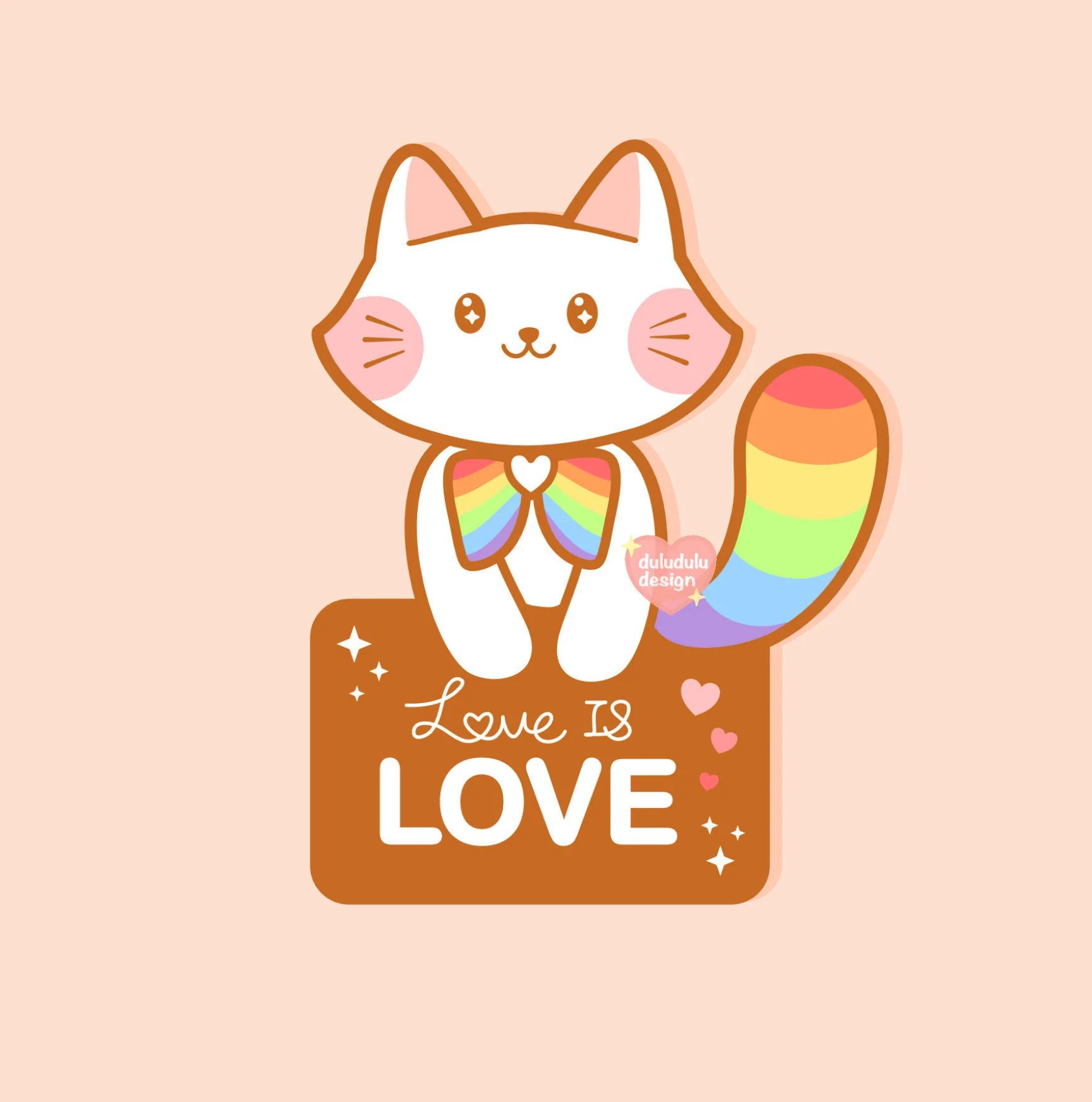 PRIDE 2020 - Love is Love Rainbow Kitty Enamel Pin - Image 3