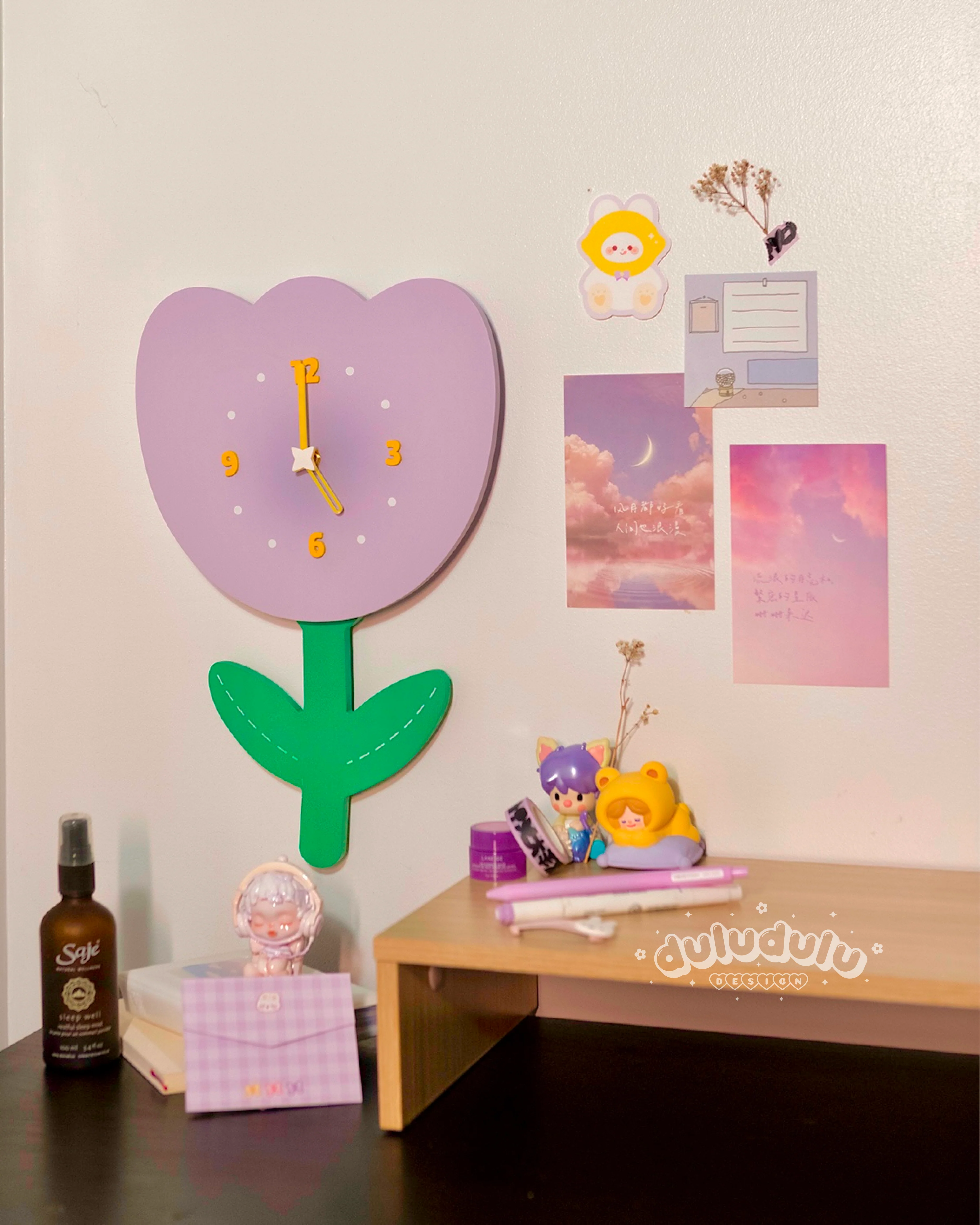 Purple Tulip Clock - Image 5