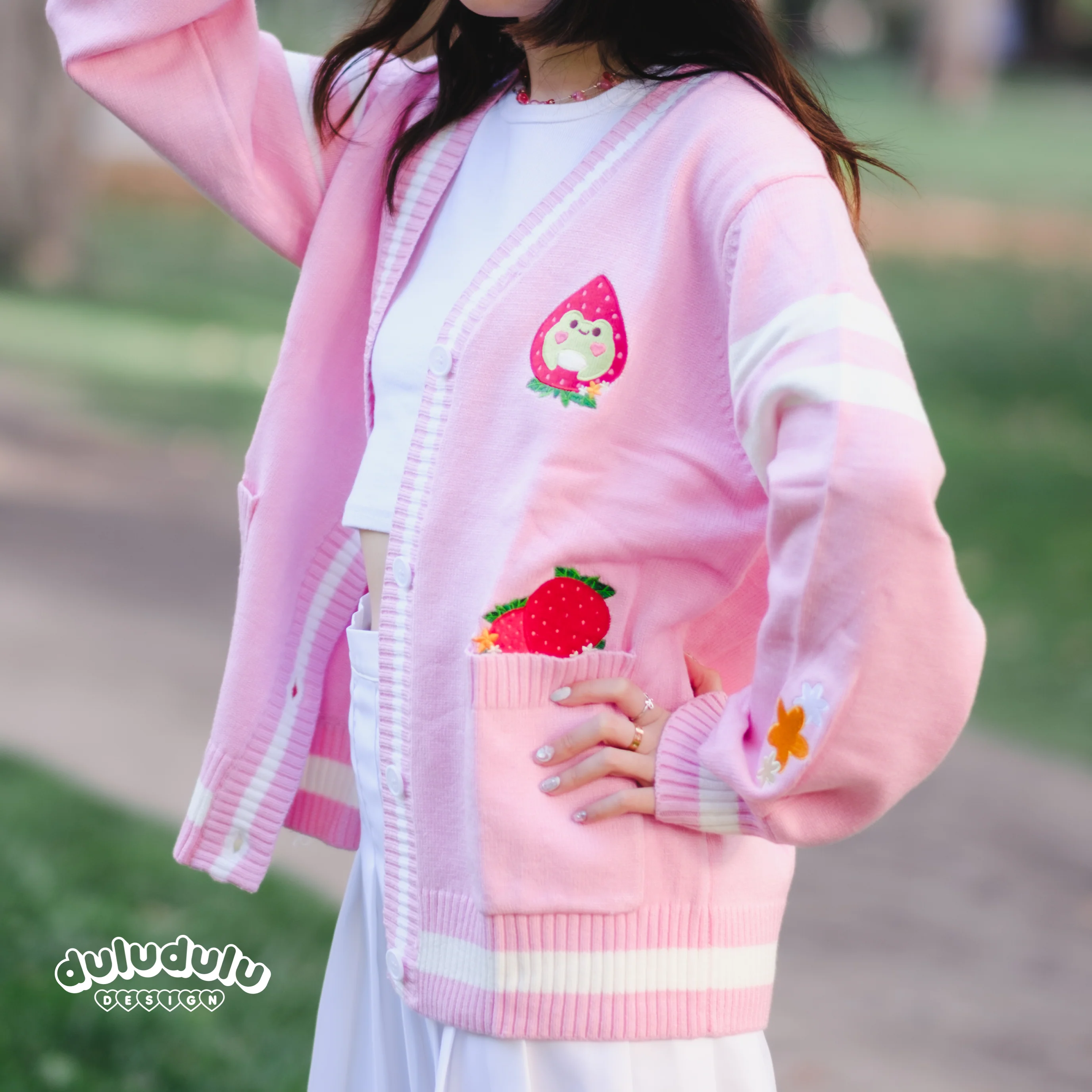 Strawberry Pink Froggie Cardigan - Image 4
