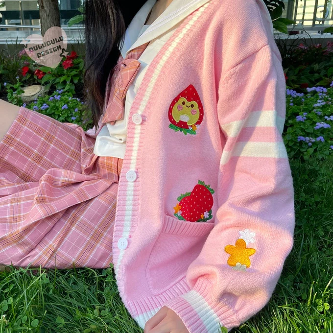 Strawberry Pink Froggie Cardigan - Image 5